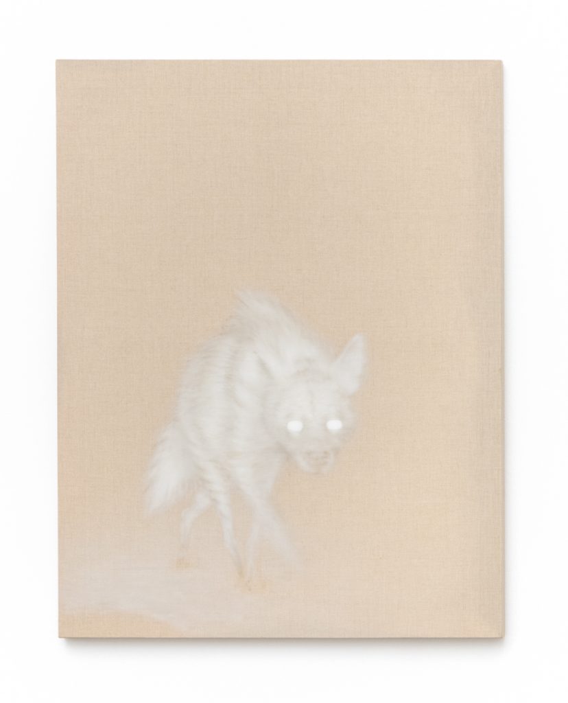Mat Collishaw, Palantir, Raptor, 2020, oil on unprimed linen, 130 × 100 cm, Ph. Lorenzo Palmieri